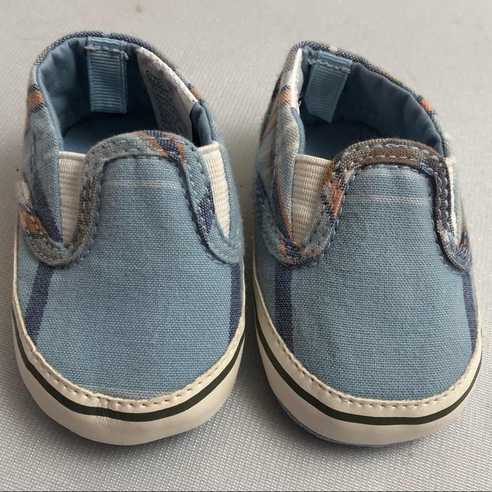 Gap multicolor light blue orange white plaid baby shoes
